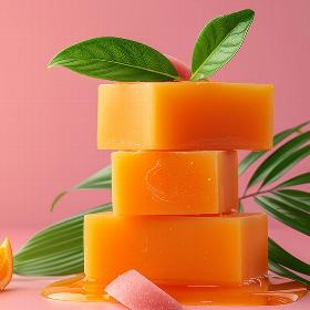 stacked organic mango soap bars